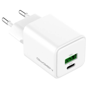 Incarcator de retea GoGEN ACHPDQ230W01, 1xUSB-C / 30W, 1xUSB-A / 18W, incarcare rapida, alb