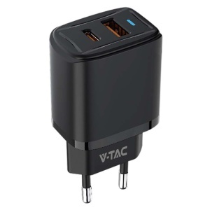 INCARCATOR RETEA QC 20W USB SI TIP C - NEGRU - Img 2