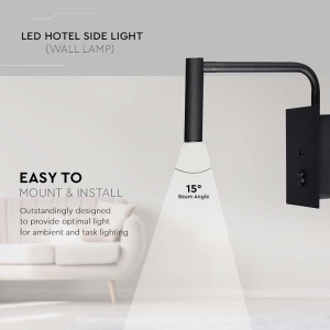 LAMPA LED PERETE 3W 3000K - NEGRU - Img 9