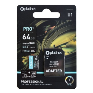 MICRO SD CARD 64GB CLS 10 CU ADAPTOR PLATINET - Img 2