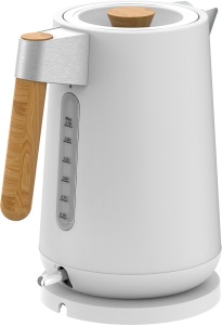 RESIGILAT - Fierbator electric ECG RK 1768 Strix Timber White, 1.7 litri, 2200 W, pereti dubli, otel inoxidabil si elemente din lemn, alb - Img 4