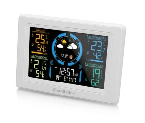 RESIGILAT - Statie meteo interior-exterior GoGEN ME 3397 W, LCD color, 3 senzori inclusi, ceas cu alarma, alb - Img 2