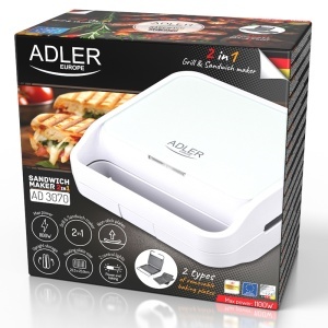 SANDWICH MAKER 2 IN 1 AD 3070 ALB ADLER - Img 3