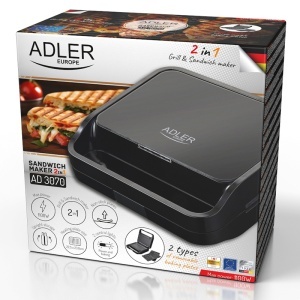 SANDWICH MAKER 2 IN 1 AD 3070 NEGRU ADLER - Img 3