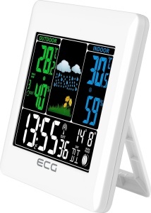 Statie meteo interior-exterior ECG MS 300 White, senzor extern fara fir, LCD color, ceas, alarma - Img 5
