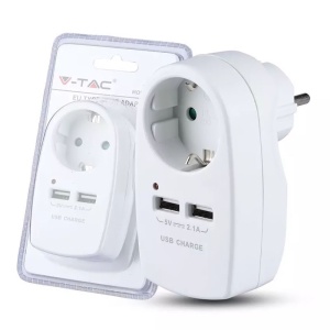 ADAPTOR PRIZA 16A 3680W + 2USB 2.1A, ALB - Img 4