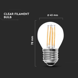 BEC E27 G45 CU FILAMENT LED 4W 3000K - Img 4