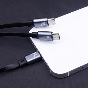CABLU 3IN1 USB - LIGHTNING + 2 X USB-C 1.2M - NEGRU - Img 3