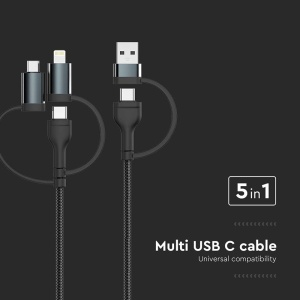 CABLU 5IN1 TIP C - MICROUSB - USB - LIGHTNING 1.2M - Img 5