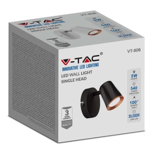 LAMPA LED MONTAJ PERETE 6W 4000K ALB NEUTRU - NEGRU - Img 3