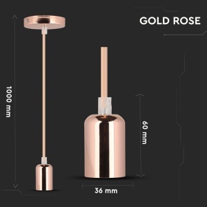 PENDUL TAVAN SOCLU E27 METAL GOLD ROSE - Img 5