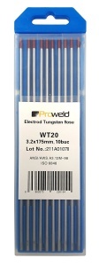 ProWELD WT20 Electrozi tungsten rosu, 3.2x150mm, 10buc