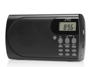 Radio portabil JVC RA-E431B, tuner digital FM, afisaj LCD, mufa jack pentru casti, ceas desteptator, antena, negru - Img 1
