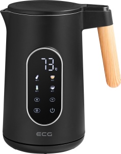 RESIGILAT - Fierbator electric ECG RK 1799 Smart Black, 1.7 litri, 2200 W, pereti dubli, panou tactil, functii presetate, negru
