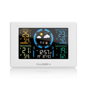 RESIGILAT - Statie meteo interior-exterior GoGEN ME 3397 W, LCD color, 3 senzori inclusi, ceas cu alarma, alb - Img 3