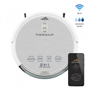 Robot aspirator cu mop ETA Aron 3512 90000, Wi-Fi, baterie Li-Ion 14.4 V, 300 ml, autoincarcare, navigare giroscopica, alb - Img 11