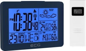Statie meteo interior-exterior ECG MS 200 Grey, senzor extern fara fir, LCD, ceas, alarma - Img 8