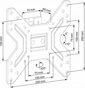 Suport TV de perete ECG LD 174203, 17"- 42" (43 - 106 cm), inclinare 5°-10°, 25 kg, VESA