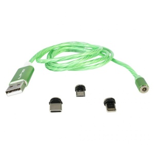 CABLU 1M 3IN1 TIP C/IPHONE/MICRO USB ILUMINAT LED VERDE - Img 2