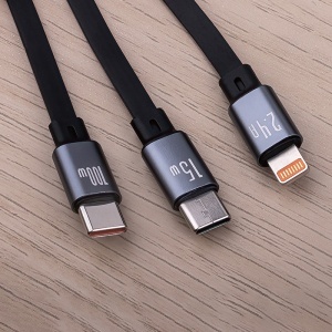 CABLU 3IN1 USB - LIGHTNING + 2 X USB-C 1.2M - NEGRU - Img 10
