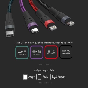 CABLU 4IN1 TIP C - MICROUSB - USB - LIGHTNING 1.2M - Img 5