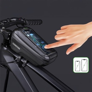 GEANTA BICICLETA CU SUPORT TELEFON PRINDERE PE CADRU - NEGRU - Img 9