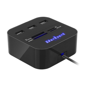 HUB 3X USB 2.0 SI CITITOR CARD SD/MICROSD REBEL - Img 2