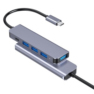 HUB 5 IN 1 USB-C PD 100W ALUMINIU PLATINET - Img 3