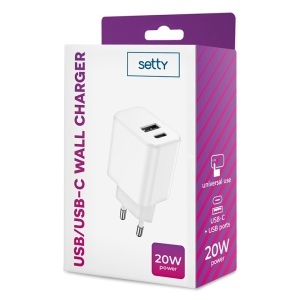 INCARCATOR RETEA USB-C +USB A FAST CHARGING 20W - ALB - Img 7