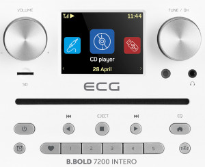 Internet radio ECG B.BOLD 7200 Intero White, FM + DAB, stereo 2 × 10 W, CD audio si MP3,Bluetooth, USB, carcasa lemn, alb - Img 9