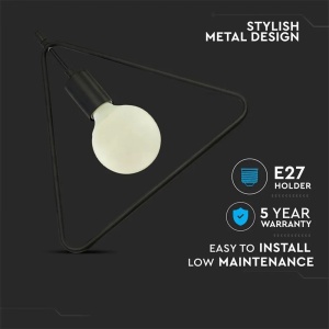 PENDUL TAVAN MAX E27 60W IP20 MODEL GEOMETRIC - NEGRU MAT - Img 4