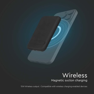 POWER BANK 10000MAH CU INEL MAGNETIC INCARCARE WIRELESS - NEGRU - Img 3