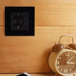PRIZA SMART SIMPLA 16A CU RAMA DIN STICLA , NEGRU - Img 6