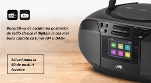Radio cu CD JVC RD-E664B-DAB, 2x2.5W RMS, Bluetooth, USB, afisaj LCD, ceas, telecomanda, negru - Img 12