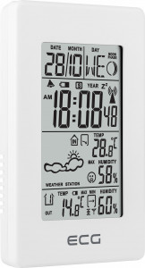 RESIGILAT - Statie meteo interior-exterior ECG MS 100 White, senzor extern fara fir, LCD, ceas, alarma - Img 5