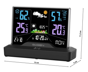 RESIGILAT - Statie meteo interior-exterior GoGEN ME2000, prognoza animata, LCD color, senzor temperatura, negru - Img 3