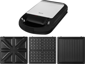 Sandwich maker grill ECG S 4310, 1200 W, 3 tipuri de placi interschimbabile 23 x 23 cm, unghi deschidere 105° - Img 3