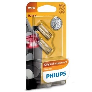 SET 2X BEC AUTO 12V 5W VISION PHILIPS - Img 2