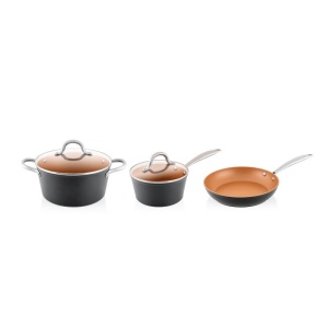 Set vase de gatit ETA STELLON 6930 90000, 5 piese, strat antiaderent din cupru - Img 3