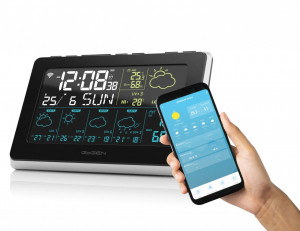 Statie meteo GoGEN ME 3565 SMART, senzor extern Wi-Fi, prognoza 5 zile, aplicatie mobila, negru/argintiu - Img 6