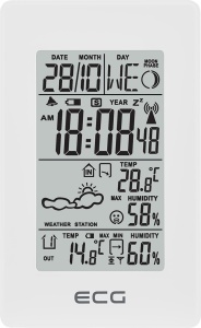 Statie meteo interior-exterior ECG MS 100 White, senzor extern fara fir, LCD, ceas, alarma - Img 8