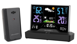 Statie meteo interior-exterior GoGEN ME2000, prognoza animata, LCD color, senzor temperatura, negru