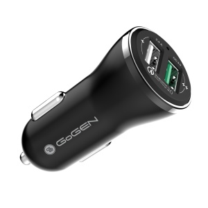 Adaptor incarcare priza auto GoGEN CHQ 27, 2x USB, 2.4A cu functie de incarcare rapida QC 3.0, 18W, negru - Img 1