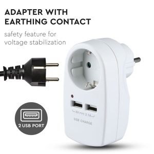 ADAPTOR PRIZA 16A 3680W + 2USB 2.1A, ALB - Img 8