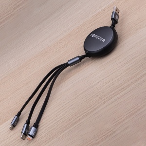 CABLU 3IN1 USB - LIGHTNING + 2 X USB-C 1.2M - NEGRU - Img 7