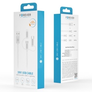 CABLU 3IN1 USB-LIGHTNING-UCB-C-MICRO USB 1M 1.5A - ALB - Img 3