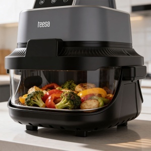 FRITEUZA GLASS AIRFRYER 4L+1.5L 1500W TEESA - Img 4