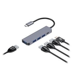 HUB 5 IN 1 USB-C PD 100W ALUMINIU PLATINET