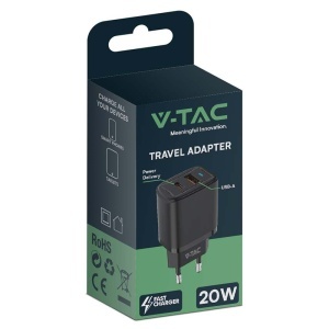 INCARCATOR RETEA QC 20W USB SI TIP C - NEGRU - Img 3