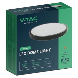 PLAFONIERA LED 18W IP44 6500K ALB RECE - NEGRU - Img 3